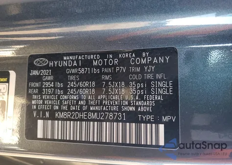 2021 Hyundai Palisade Sel from USA, damaged, VIN KM8R2DHE8MU278731